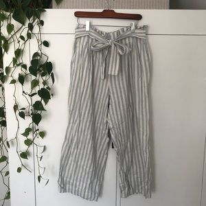 Madewell Tie-Waist, Pull-On, Crop Pants in Stripe